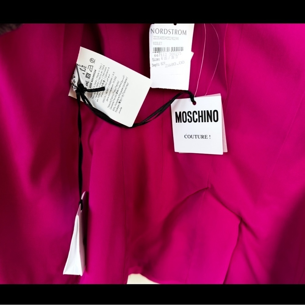 New Moschino Bondage Lacing Crepe Hot Pink Blazer Size 4 - Picture 15 of 16